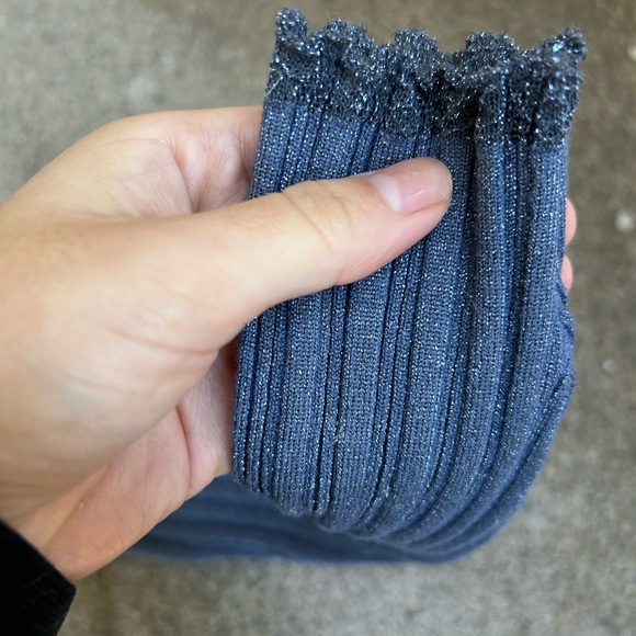 Chelsea Mak Blue Ribbed Button-Up Cardigan - Picture 6 of 9